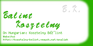 balint kosztelny business card